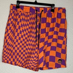 Neff Swim Trucks Shorts Orange Purple Checkered XL